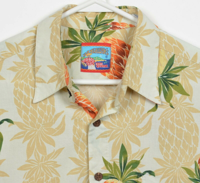 Reyn Spooner Men's Medium Pineapple Graphic Floral Fruit Hawaiian Aloha Shirt