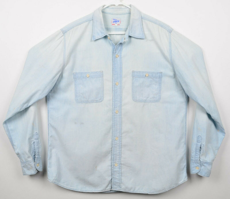 Levi’s Vintage Reproduction Men's Sz Large LVC Denim Distressed Worn Work Shirt
