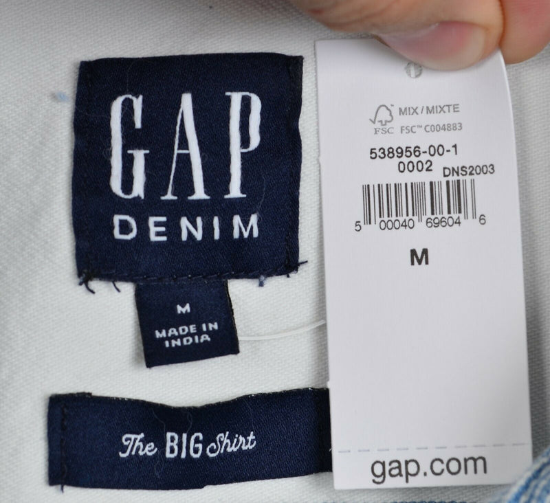 GAP Denim Women's Sz Medium Blue White Striped Vintage 1990s The BIG Shirt