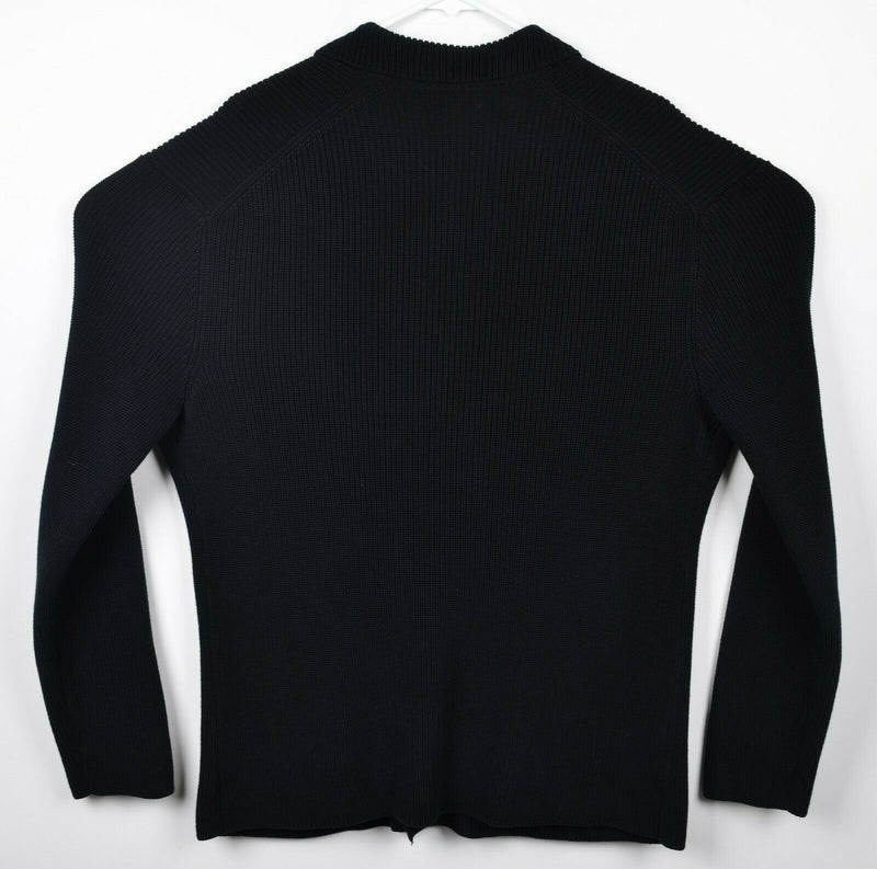 Polo Ralph Lauren Men's Large Black Ribbed Double-Breasted Cardigan Sweater