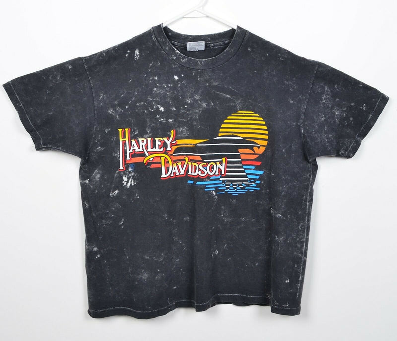 Vintage 1988 Harley-Davidson Men's XL Eagle Sunset Double-Sided T-Shirt