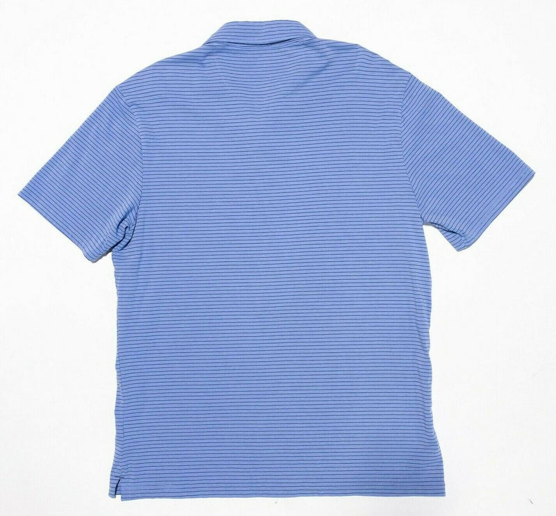 johnnie-O Hanging Out Polo Shirt Medium Men Blue Striped Pocket Preppy Original