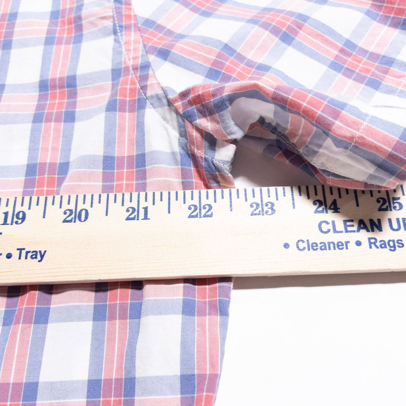 UNTUCKit Shirt Men's XL Button-Up Red Blue White Plaid Check Short Sleeve