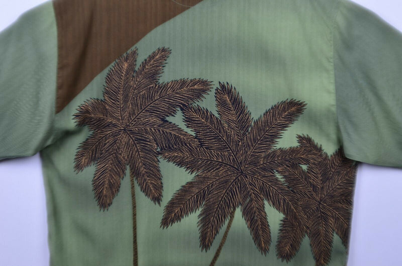 Tommy Bahama Men's Sz XL 100% Silk Floral Palm Tree Green Hawaiian Aloha Shirt