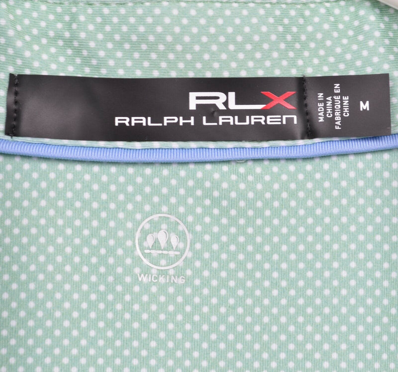 RLX Ralph Lauren Men's Medium Wicking Green Polka Dot Golf Polo Shirt