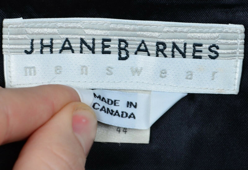 Jhane Barnes Men's Sz 44 100% Wool Leather Accent Black Full Zip Canada Jacket