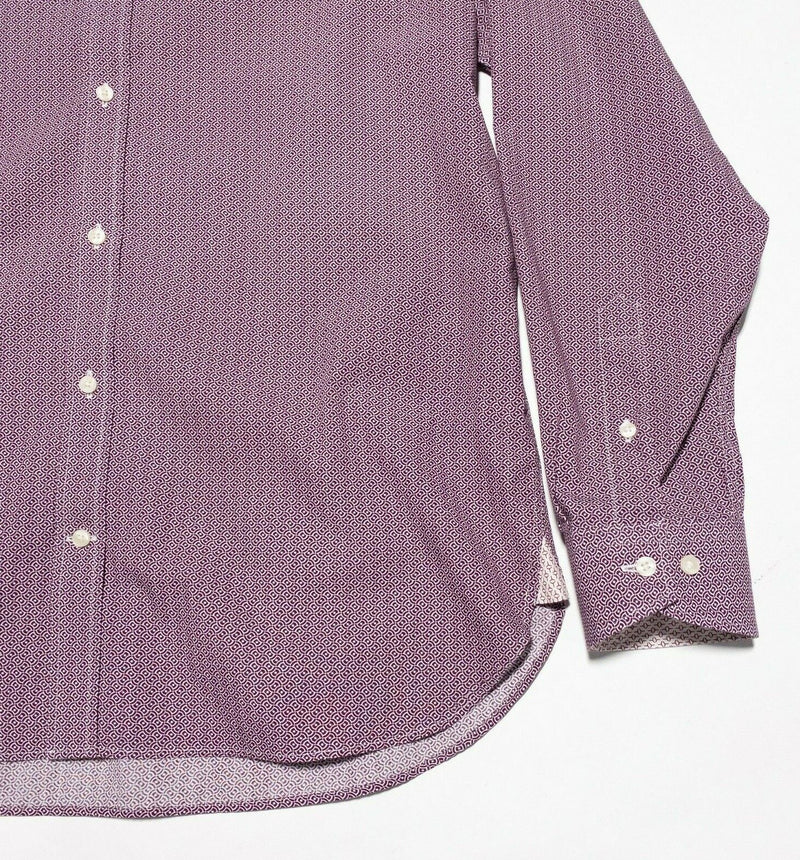 Ted Baker Dress Shirt Men's 16.5 Slim Fit Endurance Flip Cuff Purple Geometric