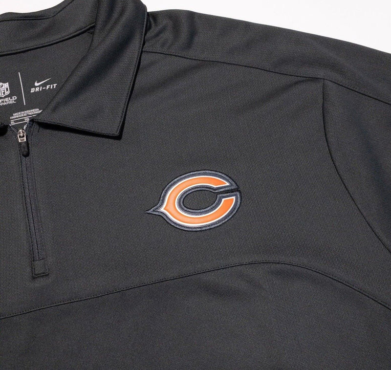 Chicago Bears Nike Polo XL Men's 1/4 Zip Gray Wicking NFL On Field Dri-Fit