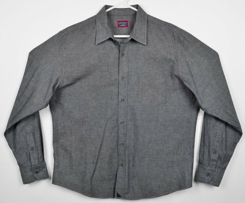 UNTUCKit Men's Large Gray Chambray Long Sleeve Casual Button-Front Shirt