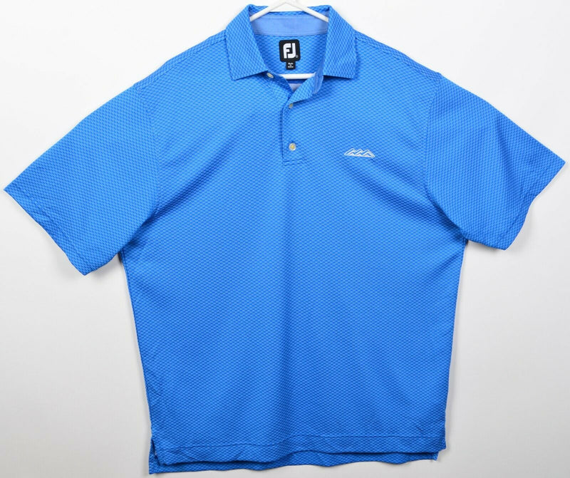 FootJoy Men's Large Blue Check FJ Golf Wicking Performance Polo Shirt