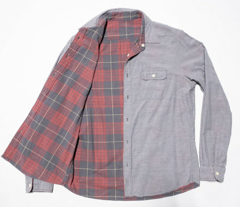 Faherty Reversible Flannel Shirt Pink Plaid Gray Button-Front Soft Men's Large