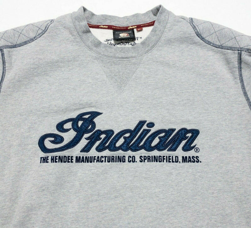 Indian Motorcycle Crewneck Sweatshirt Padded Hendee Manufacturing Gray Men's XL