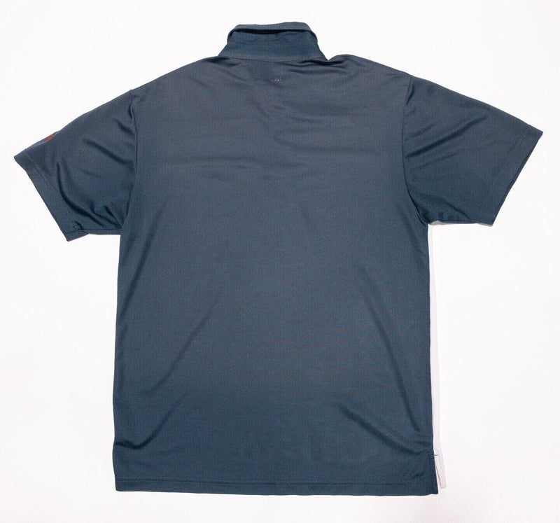 Travis Mathew Polo Large Men's Shirt Blue White Striped Colorblock Wicking