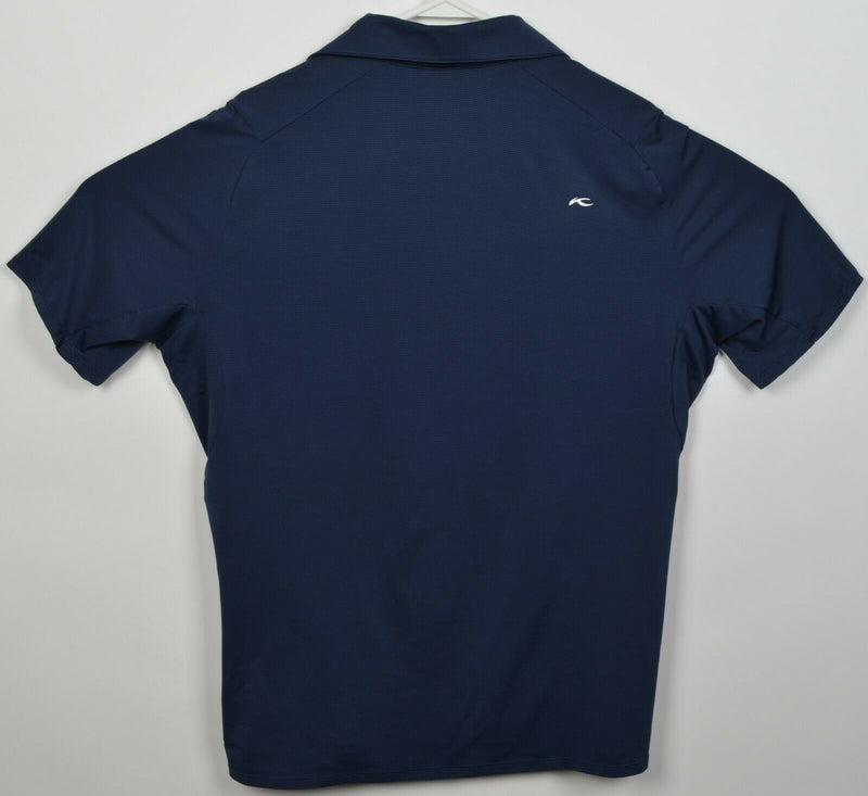 KJUS Men's Medium/50 Navy Blue Striped Wicking UPF 50+ Golf Soren Polo Shirt