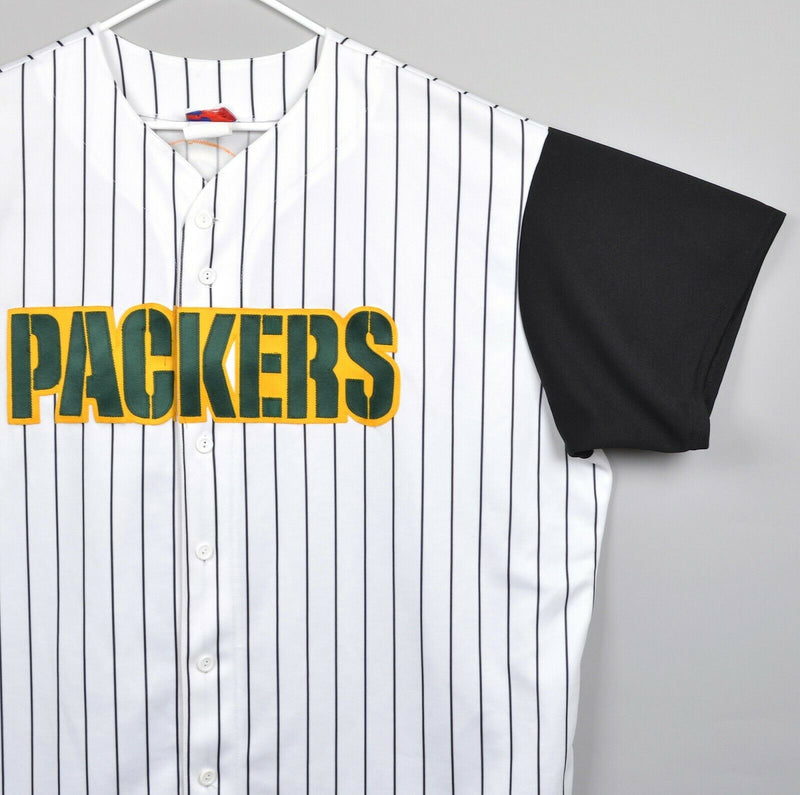 Green Bay Packers Men's 2XL Majestic Pinstripe White NFL Baseball Style Jersey