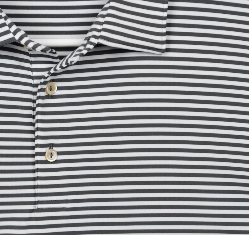 Peter Millar Men's Sz Large Summer Comfort Gray Striped Detroit Golf Polo Shirt