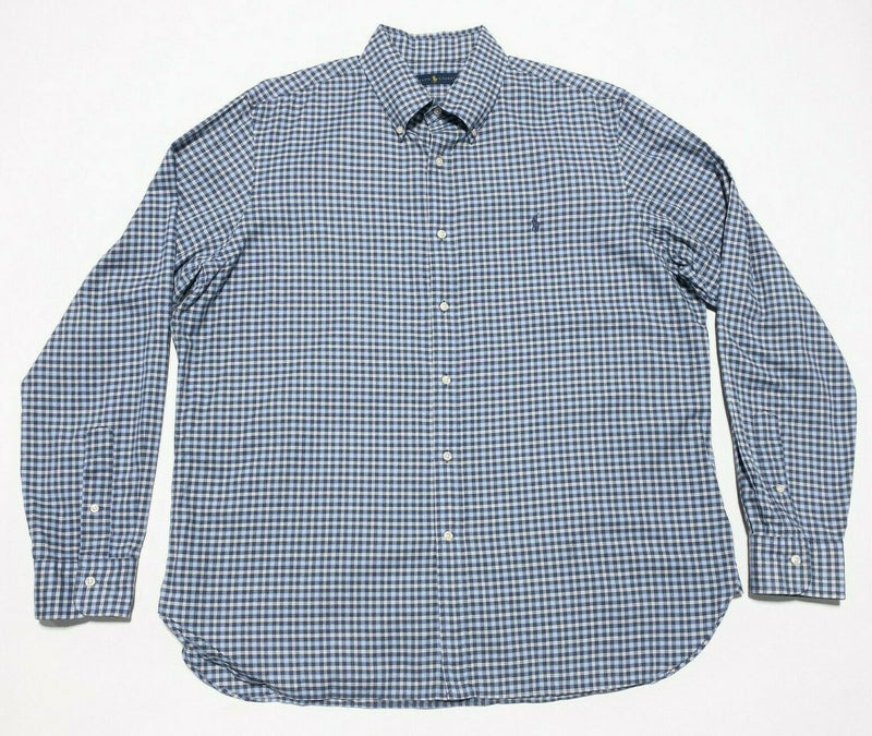 Polo Ralph Lauren Men's Blue Gray Check Button-Down Shirt Casual Men's XL