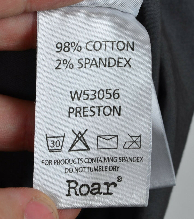 Roar Buckle Men's Sz Large Gray Distressed Embroidered Flip Cuff Preston Shirt
