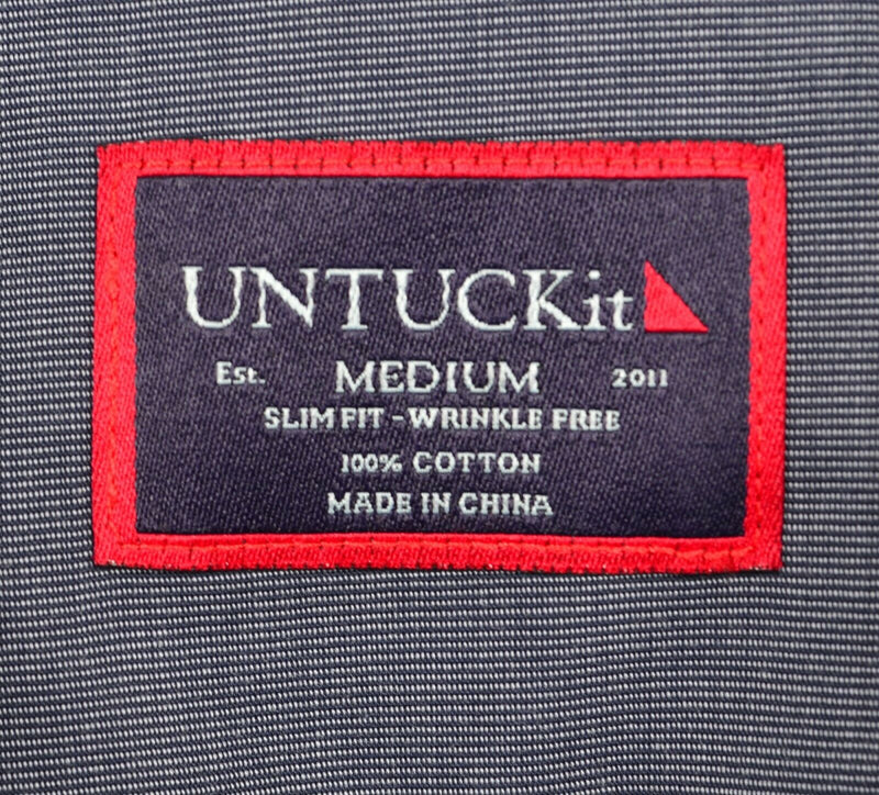 UNTUCKit Wrinkle-Free Men's Medium Slim Fit Solid Navy Blue Orville Button Shirt