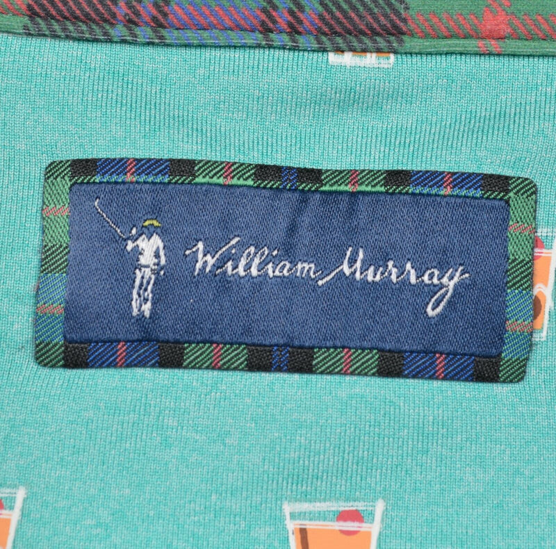 William Murray Men's Sz XL Drink Pattern Green Performance Golf Polo Shirt