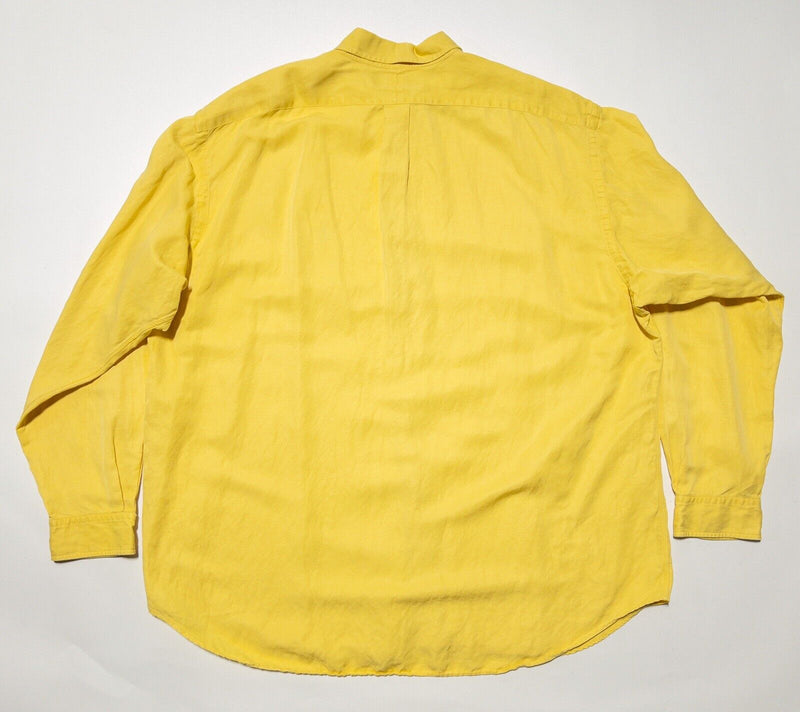 Polo Ralph Lauren Silk Linen 2XL Blake Men's Long Sleeve Shirt Golden Yellow