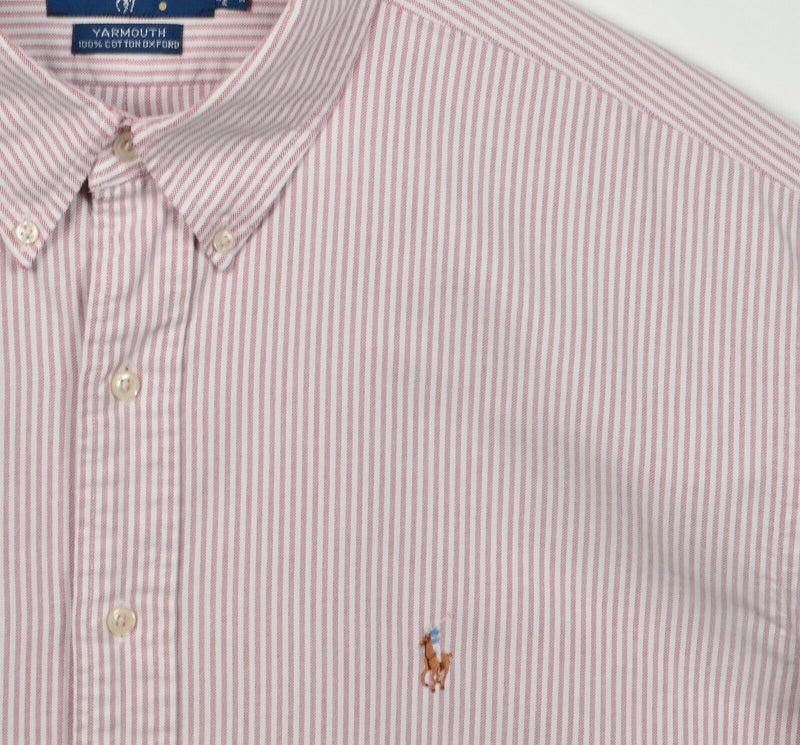 Polo Ralph Lauren Men's 18 36/37 (2XL) Pink/Red Striped Oxford Button-Down Shirt
