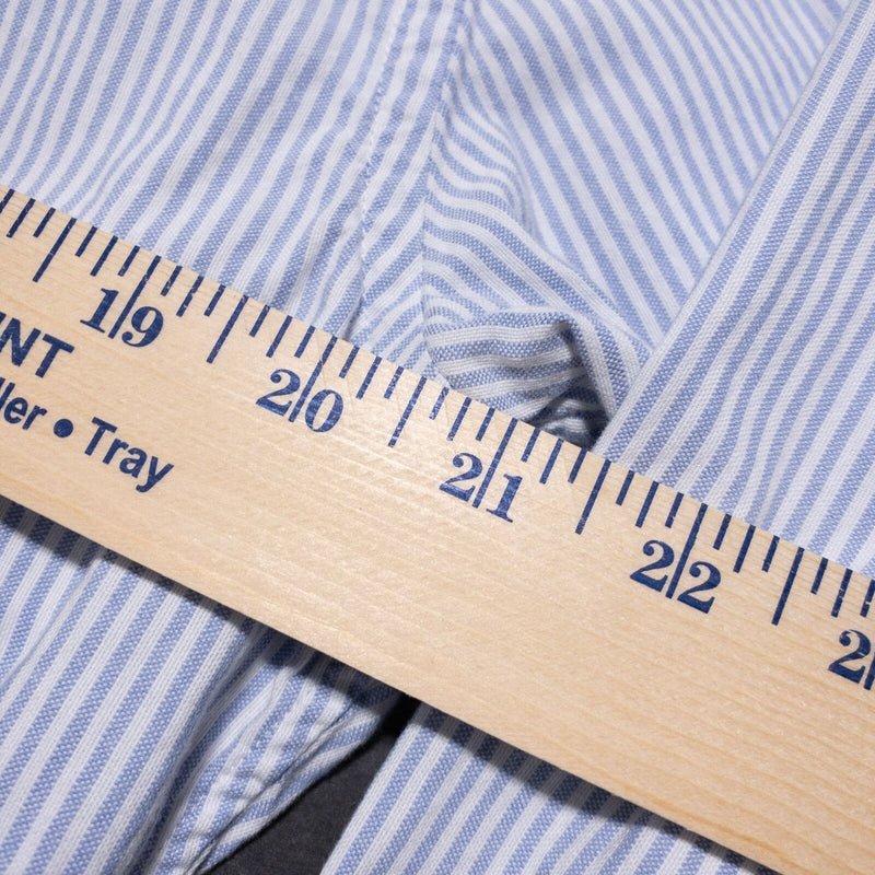 Teddy Stratford Shirt Men's 3 Blue White Striped Long Sleeve Zip Front Button