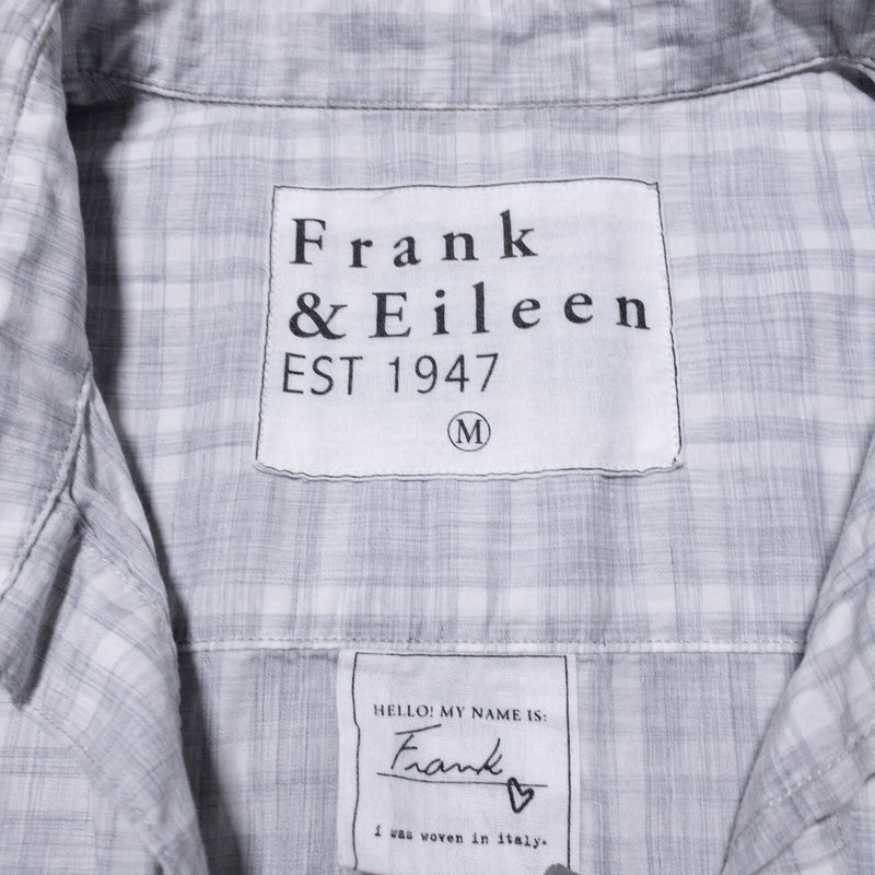 Frank & Eileen Frank Shirt Women's Medium Oversized Gray White Plaid Check