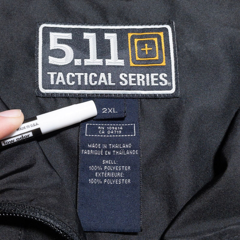5.11 Tactical Windbreaker Jacket Men's 2XL Solid Black Full Zip Lightweight