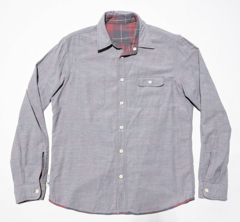 Faherty Reversible Flannel Shirt Pink Plaid Gray Button-Front Soft Men's Large