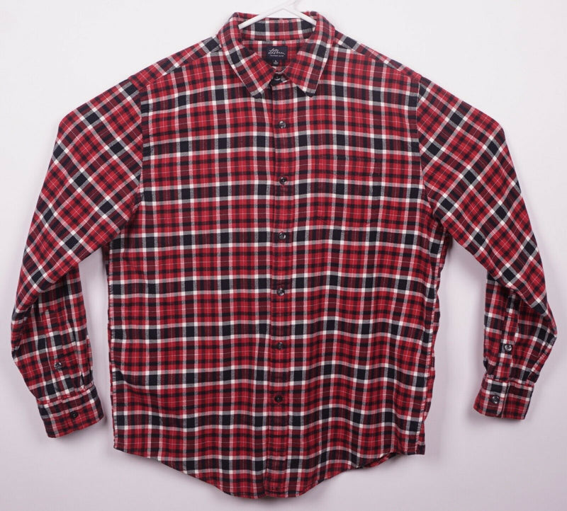 L.L. Bean Men's Large Flannel Red Plaid Cotton Silk Blend Button-Down Shirt