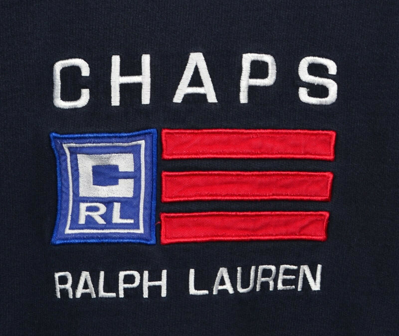 Vtg 90s Chaps Ralph Lauren Men's Sz XL Flag Spell Out Navy Crewneck Sweatshirt
