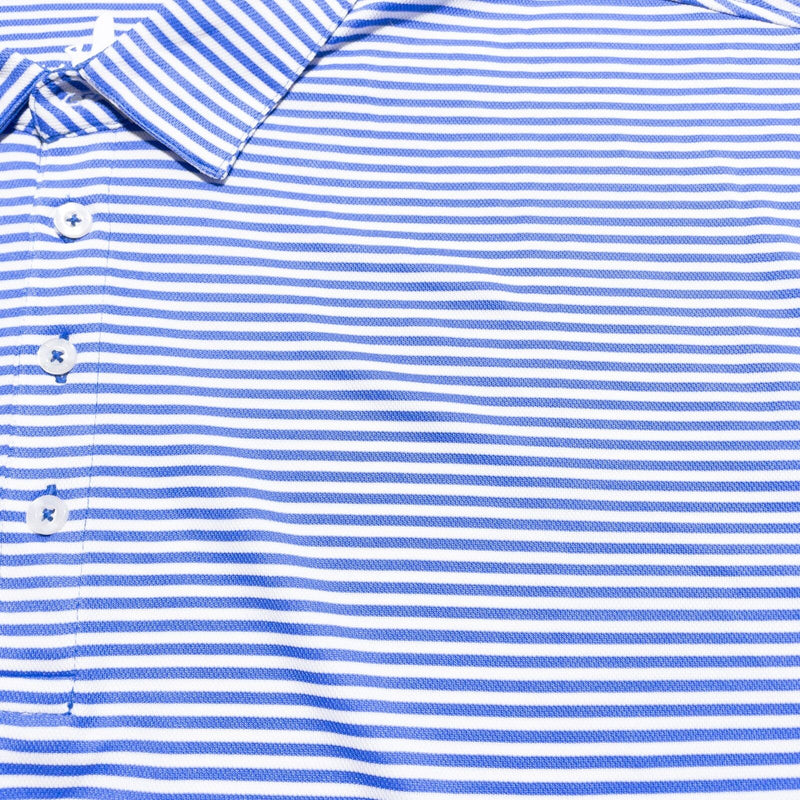 johnnie-O Prep-Formance Golf Polo Shirt Men's 2XL Blue Striped Wicking Stretch