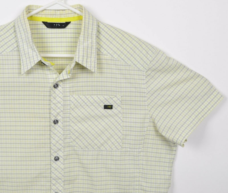 Arc'teryx Men's Medium? Yellow Plaid Cotton Blend Hiking Button-Front Shirt