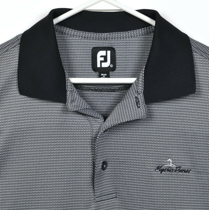 FootJoy Men's XL Gray Black Geometric FJ Golf Wicking Performance Polo Shirt