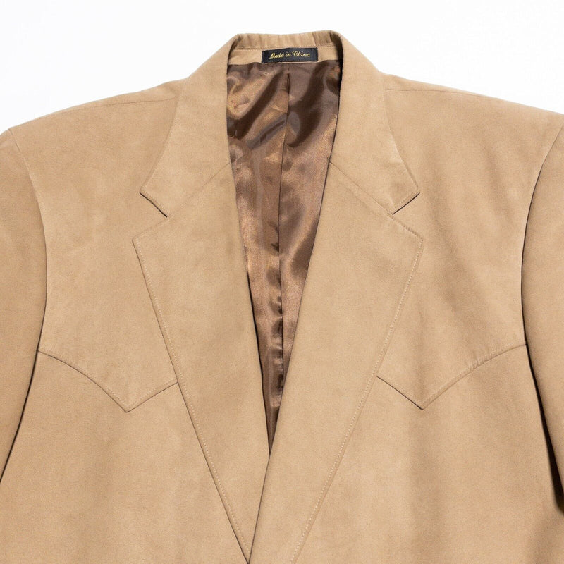 Circle S Western Blazer Jacket Men's 46R Suede Style Camel Tan Brown 2-Button