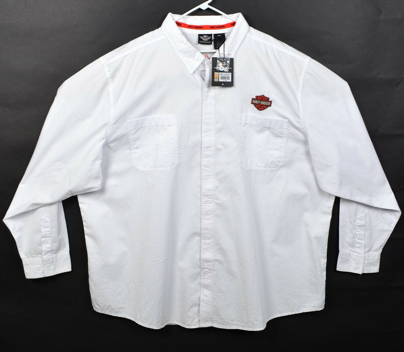 Harley-Davidson Men's 5XL White Embroidered Logo Garage Mechanic Biker Shirt