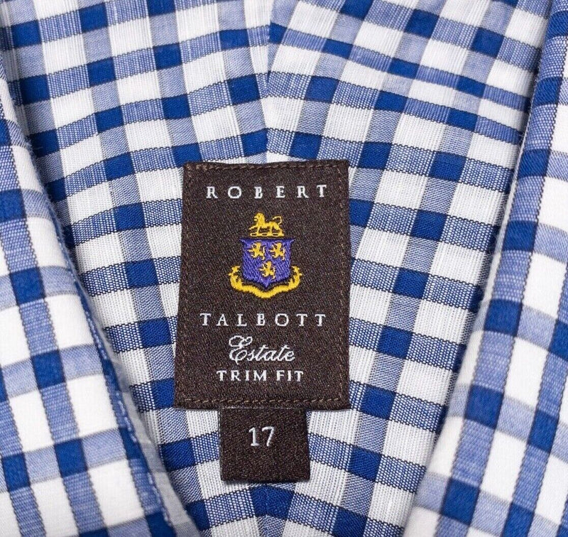 Robert Talbott Estate Shirt 17 Trim Fit Men's Blue Gingham Check L/S Dress Shirt