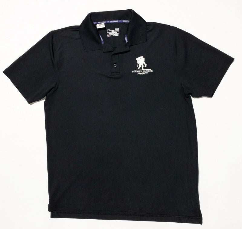 Under Armour Wounded Warrior Project Polo Mens Large Wicking Solid Black Veteran