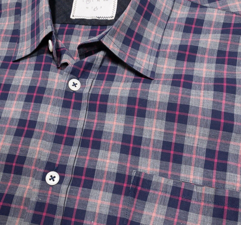 Billy Reid Shirt Medium Men's Long Sleeve Purple Gray Plaid Button-Front Casual