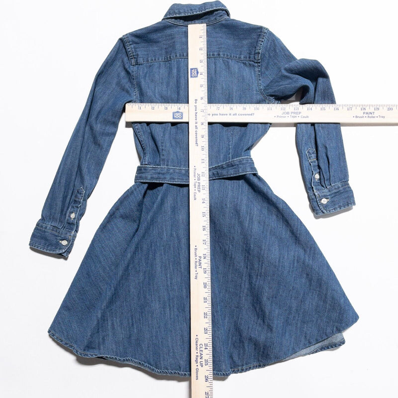 Polo Ralph Lauren Girl's Denim Dress 6X Belted Indigo Blue Shirt Dress Button