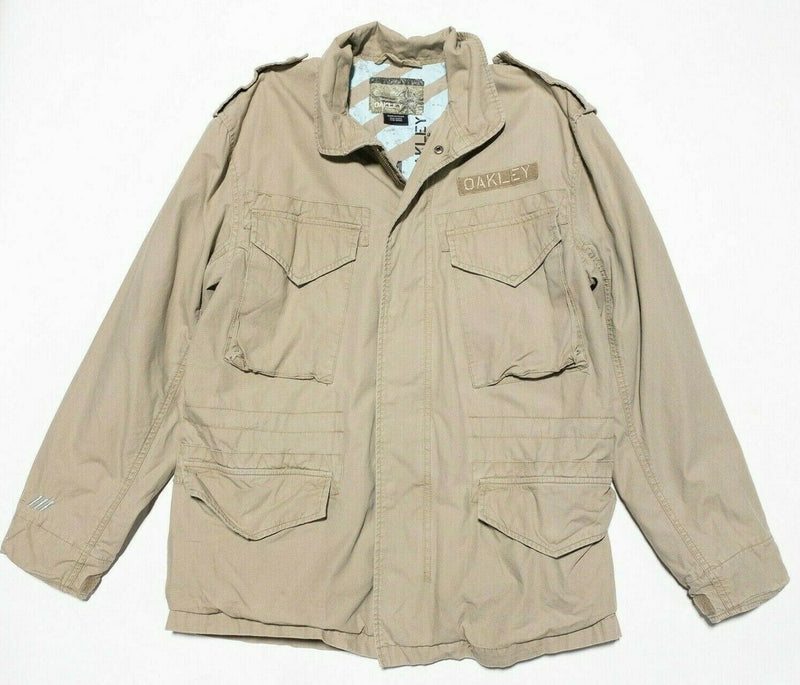 Oakley Military Jacket Khaki Brown Field Jacket Utility Pockets Men's Medium