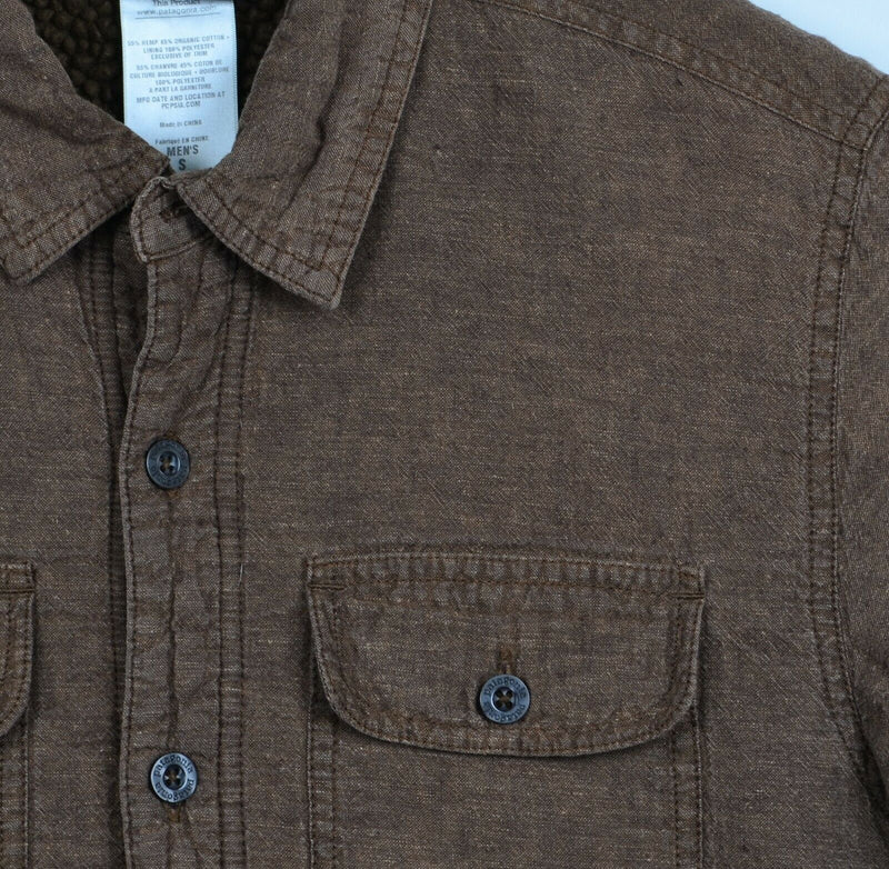 Patagonia Men's Small Hemp Blend Sherpa Lined Brown Cormac Shirt Jacket