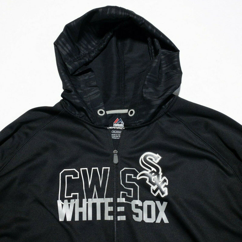 Chicago White Sox Majestic Therma Base Hooded Jacket Black Men 2XL ZIP BROKEN
