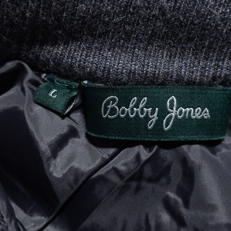 Bobby Jones Lined Sweater Men's Large Merino Cashwool Pullover 1/4 Zip Golf Gray