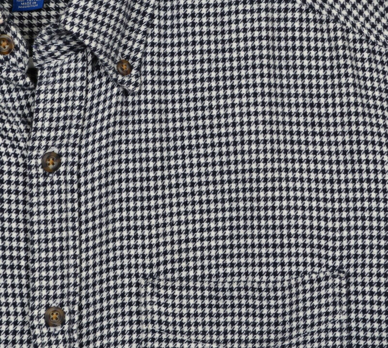 Vintage J. Crew Men's Sz Small Houndstooth Plaid Button-Down Flannel Shirt
