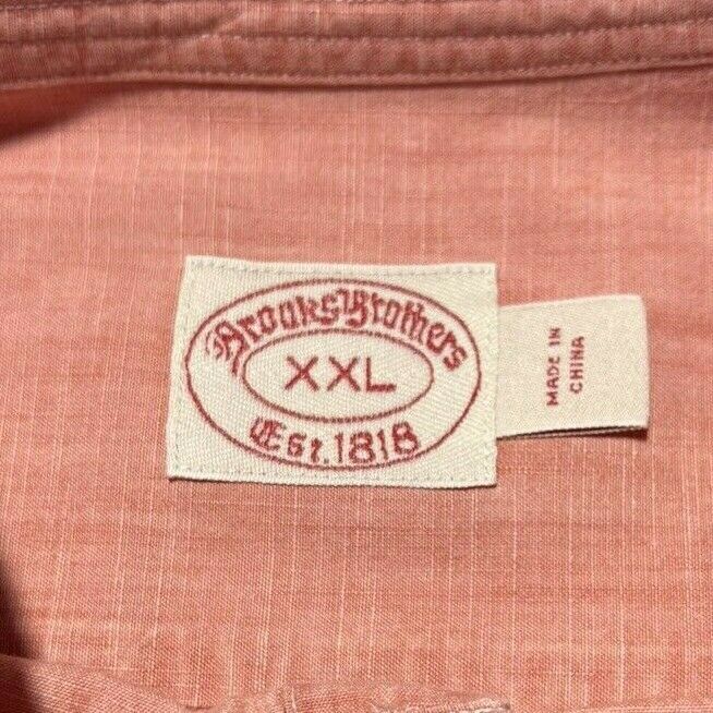 Brooks Brothers Pink Loop Collar Long Sleeve Button-Front Shirt Men's 2XL