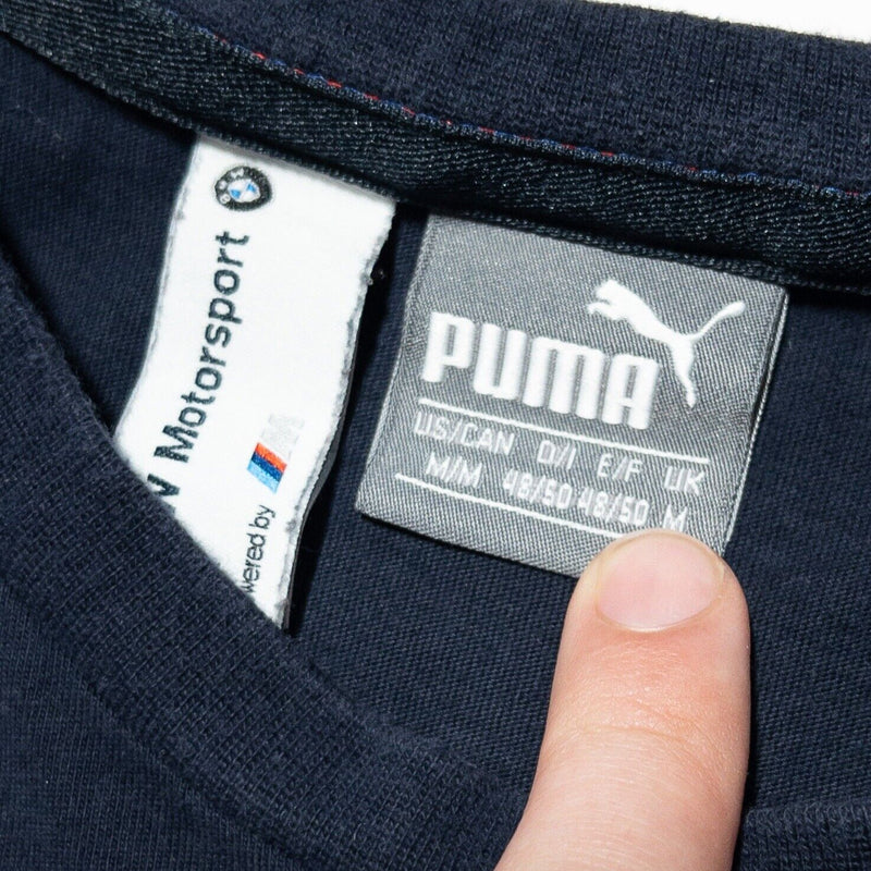 Puma BMW Motorsport T-Shirt Medium Men's Ombre Navy Blue Red Stripe M3 Cars