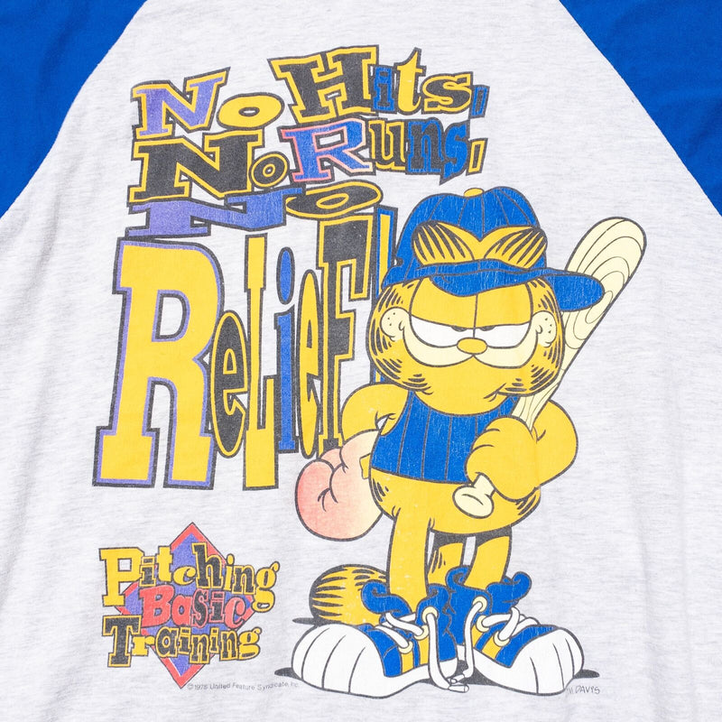Vintage Garfield Baseball T-Shirt Men's XL Oversized Athletic Works Blue Gray