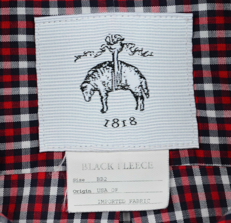 Brooks Brothers Black Fleece Women's BB2 (4) Ruffle Red Plaid Button-Down Shirt